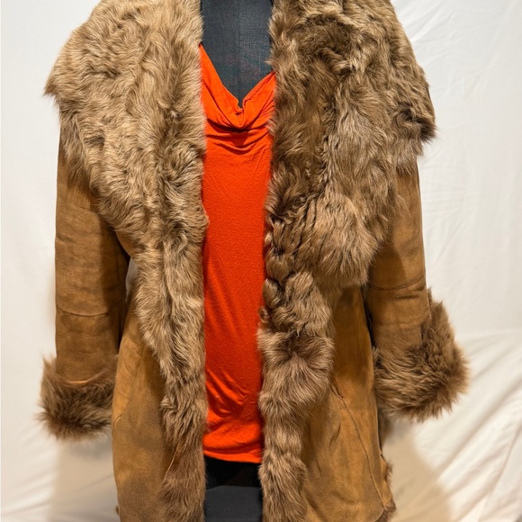 Anne Klein Tan Teddy Jacket with Faux Fur Trim - Picture 7 of 8